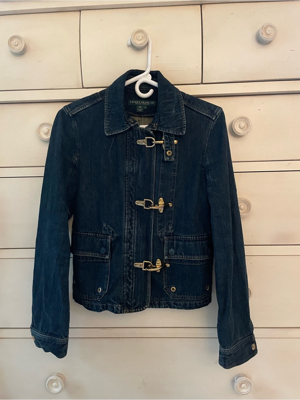 Women’s Ralph Lauren Dark Blue Denim Jacket with Toggle Closures Size Small Sm